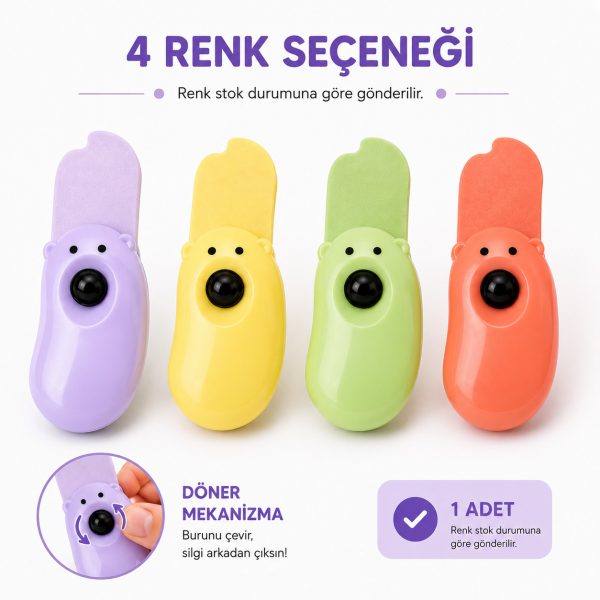 Renkli Ayıcık Görünümlü Basmalı Silgi